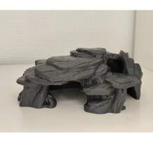 Stone Appearance Aquarium And Reptile Hide Cave, Rock Style Fish Tank Decoration Suitable For Fish, Shrimp, Gecko And Lizard, Plastic Material, Black/Grey/Light Brown - A - View 5