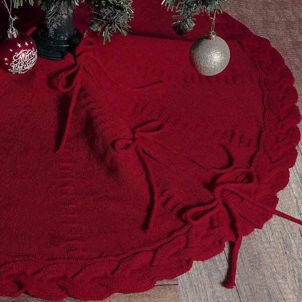 1pc Knitted Christmas Tree Skirt: 48 Inches Cream White Tree Skirt Braided Cable Knit Thick Rustic Christmas Tree Decorations Farmhouse Christmas Decor Xmas Holiday Home Party Decorations