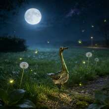 1pc Outdoor Solar Powered Garden Statue Light, 3D Cute Duck Statue Lamp, Creative Design Iron Material, Beautiful Rust-Proof Durable, Backyard, Bistro, Cafe Style, Camping Light Garden/Yard Lawn Decor, Perfect For Patio, Lawn, All Seasons - Duck Statue Lamp - View 9