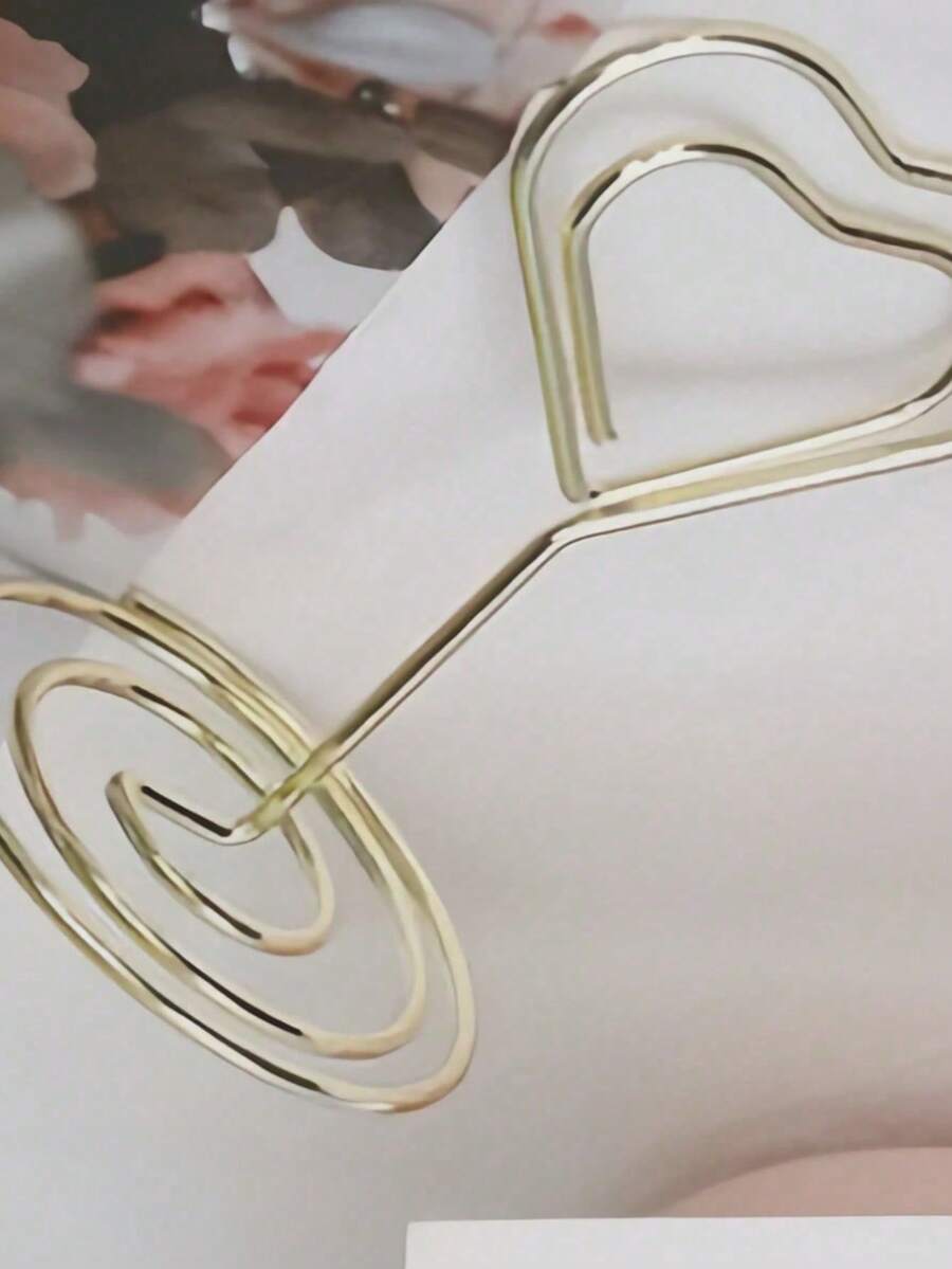 5/10/20 Pieces Gold Table Number Card Holders, Heart-Shaped Table Number Photo Frames, Table Card Stands, Paper Menu Clips, Green Watercolor Style Table Cards, Perfect For Wedding And Party Seating Arrangements, Foldable And Convenient. - Multicolor - View 1