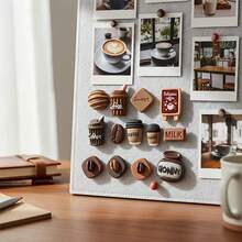 15/20/30 piezas de chinchetas creativas de estilo vintage americano con diseño de grano de café de chocolate, chinchetas para fijar fotos en la pared, chinchetas decorativas para tablero de fieltro, chinchetas decorativas lindas, accesorios pequeños, estilo aleatorio - A - Ver 6