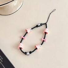 1PC New Ghost A Piao Beaded Phone Chain Bell Skull Phone Charm Ins Anti-Lost Phone Lanyard - Multicolor - View 2