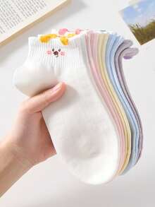 5 Pairs Women's Short Socks, Cute Cartoon Sailor Style, Versatile Comfortable Breathable Non-Slip - Multicolor - View 6