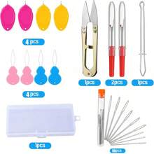 23pcs All In One Sewing Accessory Kit Colorful Automatic Needle Threader Tool, Assorted Large Eye Hand Sewing Needles In Tube, Stainless Steel Thread Cutter Scissors, Seam Rippers Stitch Unpicker For Clothing Repair Cross Stitch Handcraft - Multicolor - View 9
