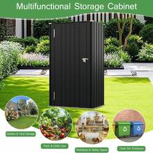 22 Cuft Vertical Storage Shed Without Adjustable Shelves, Black | Metal Tool Garden Outdoor Storage Cabinet With Lockable Door For Patio Garden Backyard, Black - Black - View 6