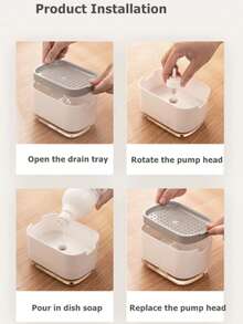 1pc Dish Soap Dispenser With Soap And Cleaning Pad - Compact Kitchen Cleaning Tool, Easy To Clean Design, Efficient Cleaning, Suitable For Home Cooks, Durable Plastic, No Extra Items Needed, Dishwasher Accessory, Modern Kitchen Supplies - A - View 5