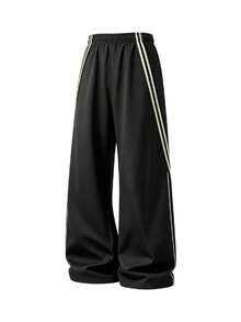 Men's Casual Loose Straight Leg Sweatpants, Spring/Autumn Fashion Sports Long Pants - Black - View 3