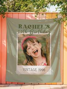 1Pc Custom Birthday Party Decor, Personalized Vintage Photo Birthday Party Background, 30th Birthday Tapestry, Birthday Party Banner Sign Decor - Multicolor - View 4