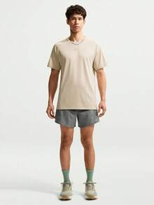 Nike Men's AS M NK AF STRIDE SS TOP Short Sleeve Knit Collarless T-Shirt TIH0746-236 - Beige - View 6