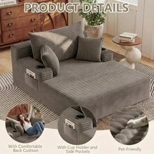 66"Oversized Boneless Sofa Bed With Cup Holder Storage Bag Deep Seat Sleeper Couch Reading Couch For Living Room, Bedroom, Apartment,No Assembly Required - Brown-65 Inch - View 4
