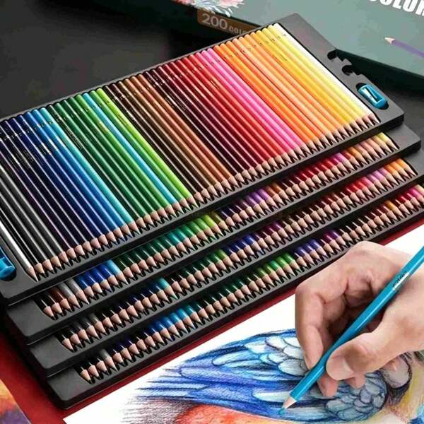 Crayons de couleur Nuolan 48 couleurs, set de peinture à base d'huile 120 couleurs, set de crayons de dessin d'art professionnels hydrosolubles avec sac de rangement, crayons de couleur en bois, stylos de coloriage d'art, 120 couleurs, 72 couleurs, 60 couleurs, set de stylos aquarelle à double pointe, stylo de contour à pointe souple, fournitures de dessin d'art, style d'emballage aléatoire