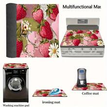(Hot !!) 1pc Strawberry Pattern, 2D Printed Flat Stove Protector Mat, Rubber Non-Slip Heat-Resistant Stove Cover Pad, Suitable For Induction Cooktop, Glass Stove, Multi-Function Scratch-Resistant Mat, Best Choice For Oven, Washing Machine, Dryer, Kitchen Decoration - Multicolor - View 9