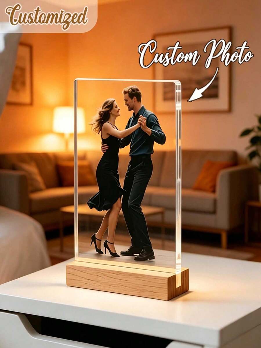Custom 2D Flat Bohemian Style Personalized Photo Frame, Suitable For 4-Person Group Photo - Custom Family Portrait Desktop Photo Frame, Heart-Shaped Design, Suitable For Home Decor, Office - Anniversary, Wedding, Holiday Gift - Photo Frame Decoration - Multicolor - View 1