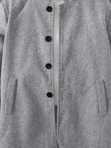 Boys' Fashion Casual Jacket, Simple Stand Collar Single-Breasted Loose Cardigan Top, Autumn/Winter - Grey - View 4