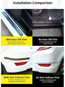 1pc 1m Car Door Sill Trim Strip, Multi-Color Options, Carbon Fiber Texture Door Edge Anti-Collision Protection Sticker, Scratch-Resistant, Wear-Resistant, Waterproof, Car Decoration Accessory, Suitable For Various Car Models - A - View 2