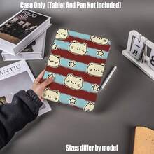 Cat Star Stripe Planet Pattern Y-Fold High Transparency Acrylic Tablet Protective Case With Pen Slot. Y-Fold High Transparency Acrylic Protective Case. Tablet Protective Case Features: Y-Shaped Tri-Fold Stand Design, Smart Sleep/Wake, Full Coverage Protection, Air Cushion Anti-Drop Frame, Multi-Angle Stand, Built-In Pen Slot, Lightweight And Portable. Compatible With IPad Mini4/5 (7.9 Inch), Mini6/7 (8.3 Inch); Air1/2/3, IPad5/6/8 (9.7 Inch); IPad2019-2021, Pro10.5, Air3 Universal; IPad10/11, Air4/5 (10.9 Inch), Air6/7 And Pro11 Inch All Series - Multicolor - View 2
