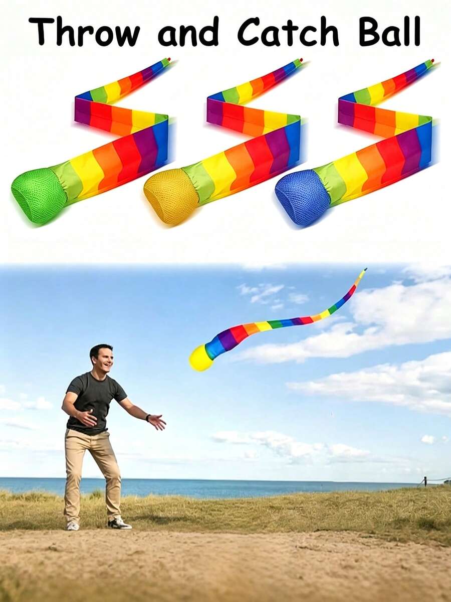 Fun Catch Ball, Aerodynamic Long Tail Design, Rainbow Comet Ball, Suitable For Men And Women, Colorful Soft Catch Toy, Perfect For Weekend Camping, Outdoor Gatherings, Beach Parties, Sensory Game Equipment, Fun Lawn Game Outdoor Sports Toy