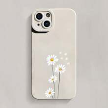 Phone Case - 1pc Minimalist White Chrysanthemum Branch Fine Hole Soft Phone Case For Iphone 17 16 15 14 13 12 11 11Pro 12Pro 13Pro 14Pro 15Pro 16Pro 11Pro Max 12Pro Max 13Pro Max 14Pro Max 15Pro Max 16Pro Max 17Pro Max 14Plus 15Plus 16Plus 17Air 7 8 - Antique White - View 1