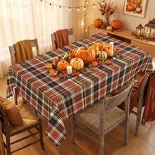 1pc Autumn Plaid Print Rectangular Tablecloth, Suitable For Holiday, Party, Birthday, Dinner, Restaurant Table Decor, Thanksgiving Home Autumn/Winter Decoration - A - View 3