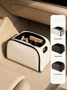 Minimalist Storage And Organization Box, Textured Car Storage Box, Elegant Car Interior Space, Minimalist Premium Leather Design, Suitable For Modern Commuters, Built-In Mesh Compartments, Daily Clutter And Office Essentials Storage Solution - Multicolor - View 3