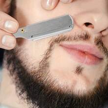1pc Vintage Folding Razor Holder, Multi-Function Manual Shaver For Shaving Hair, Eyebrows And Face, Suitable For Home And Commercial Use (Blades Not Included) - Silver - View 3