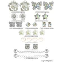 26pcs Moonlight White Iridescent Silver Rhinestone Hollow Shoes Charms, Pearl Flower Butterfly Chain DIY Shoe Buckle Accessories Set - Silver - View 10