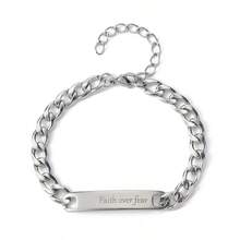 diffone Fashion Stainless Steel Link Chain Bracelet Letter Mountain/Waves/Cross For Men Armband Jewelry - Silver - View 8