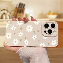 Phone Case: White Matte Daisy Love Pattern Full-Body Shockproof Phone Case For Apple  16 Pro Max/16 Plus/16 Pro/16/15 Pro Max/15 Plus/15 Pro/15/14 Pro Max/14 Plus/14 Pro/14/13 Pro Max/13 Pro/13/12 Pro Max/12 Pro/12, 11 Pro Max/11 Pro/11/XS - 古董白 - 查看 5