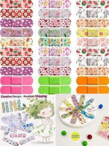 1 Box - 15/30/60pcs New Cartoon Stickers, Colorful Self-Adhesive Tape, Creative Multiple Cute Prints Including Blonde Princess And Dessert Patterns, Mixed Colors, Suitable For Daily Use, Outdoor Sports And Travel Collection - LUNARIOIN - View 12