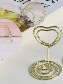 5/10/20 Pieces Gold Table Number Card Holders, Heart-Shaped Table Number Photo Frames, Table Card Stands, Paper Menu Clips, Green Watercolor Style Table Cards, Perfect For Wedding And Party Seating Arrangements, Foldable And Convenient. - Multicolor - View 10
