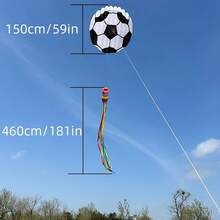 Layang-layang Lembut Ekor Panjang 3D 236,22 Inci Bentuk Sepak Bola dengan Tali Pegangan 3937,01 Inci, Cocok untuk Terbang di Pantai dan Luar Ruangan, Layang-layang Profesional, Mudah Diterbangkan, Tas Penyimpanan Tahan Sobek, Hadiah Liburan - MultiWarna - View 2