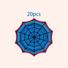 10/20/40pcs Red & Blue Spider Web Wavy Edge Disposable Paper Plates, 4 Designs, 7 Inch Octagonal Spider Web Design Plates, Spider Web Theme Birthday Party Tableware, Fan Hero Theme Party Supplies - View 9