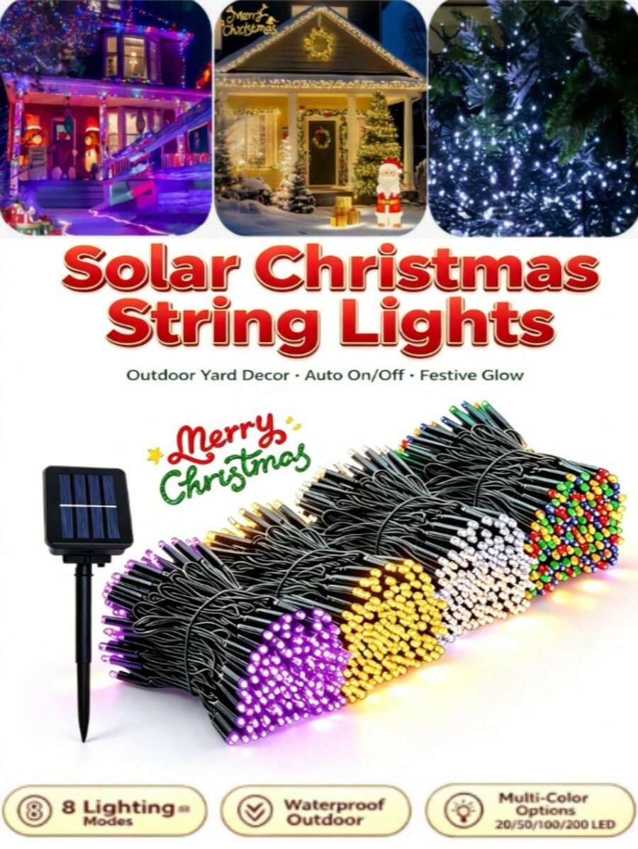 GYJAETM 1 String Outdoor Solar String Lights - 20/50/100 LED Bulbs, 8 Lighting Modes, IP65 Waterproof, Suitable For Yard, Fence, Balcony, Party, Christmas Tree, Wedding And Garden Decoration - Solar String Lights - View 1
