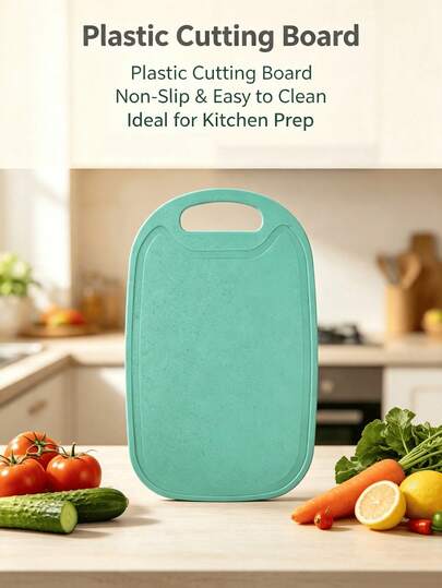 1/2PCS Green Plastic Kitchen Slicing Board, Built-In Handle, Lightweight Kitchen Slicing Board, Easy To Carry, Convenient For Daily Consumption, Can Be Hung Up To Prepare Fruits And Vegetables And Fast Food. Decorate The Kitchen