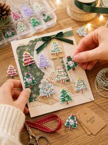 10/20/30pcs Christmas Tree Buttons, 8 Mixed Styles Decorative Sewing Buttons, 2 Hole Wooden Style Craft Buttons For DIY Handmade Projects, Knitting, Crochet, Sewing Accessories, Holiday Party Decoration Supplies, Festive Craft Embellishments - Multi-color - View 5