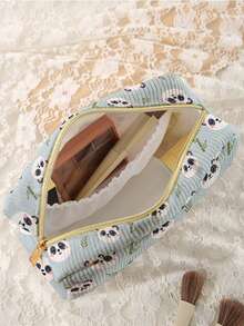1pc Customizable Embroidered Name/Text Corduroy Makeup Bag, Cartoon Animal Pattern Double-Sided Print Travel Portable Cosmetic Storage Bag Multifunctional Zipper Makeup Bag Wallet, Perfect For Children's Skincare Storage, Can Be Customized According To Your Name - Multicolor - View 9