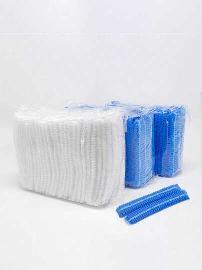 100pcs/Strip Disposable Non-Woven Thickened Mesh Cap, Factory Workshop Mushroom Cap, Beauty Dust-Proof Breathable Chef Hat, Head Protection Cap