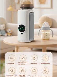Portable Baby Bottle Warmer, Suitable For Travel And On-The-Go Use, Fast Heating, Battery Life Up To 5 Hours, Precise Temperature Control, Equipped With 2000mAh Large Capacity Battery - Multicolor - View 4