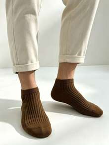 6 Pasang Kaos Kaki Pendek Bergaris Jahitan Ganda, Kaos Kaki Katun Sisir Aneka Warna Bergaya Vintage untuk Pemakaian Sehari-hari dengan Sepatu Sneaker, Kaos Kaki Kasual - MultiWarna - View 4