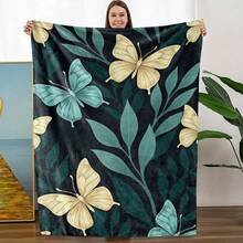 Soft Butterfly Leaf Fleece Throw Luxury Tapestry Style Decorative Throw – Lightweight Travel Essential - Multicolor - View 3