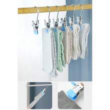 10/30/40pcs Single Piece Simple Hook Clips, Clothes Clips With Hooks, Indoor Portable Closet Storage Rack Hooks Decoration - Beige - View 5