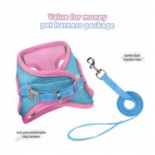 Pechera Arnés Transpirable Cómodo Con Correa Para Perro Gato - Multicolor - Ver 5