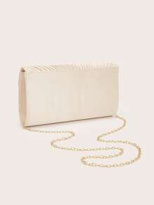 REMANLAND Ruched Flap Satin Clutch Bag, Evening Party Dress Envelope Handbag, Gathering Small Square Bag, Elegant Evening Banquet Box Bag, Banquet Handheld Crossbody Bag, Luxury Evening Party Clutch, Banquet Dress Party Small Bag, Elegant Lady Handbag, Fashion Crossbody - Apricot - View 5