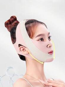 Lifting & Firming Sleep V-Face Bandage, Relaxing Lift, Double Chin Tightening, Face Slimming Massager, Unisex, Chin Shaping, Adjustable Face Mask, Reusable, Breathable Seamless V-Shape Design, Suitable For Sleep, Fitness And Yoga, Face Masks - Multicolor - View 5