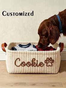 Customized Large Storage Basket, Can Customize Your Name, With Handle For Easy Carrying, Lightweight And Large Capacity, Can Be Used As Laundry Basket Or Home Decor, Perfect Gift - Multicolor - View 4
