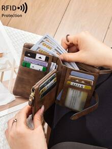 MIYIN 女士便攜復古 RFID 防盜刷三折錢包,可拆卸腕帶,多卡槽、身分證視窗與拉鍊零錢袋 - 彩色 - 查看 3
