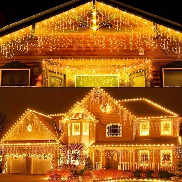 Luces de Hada de Carámbano Alimentadas por Batería con 8 Modos de Iluminación, Adecuadas para Decoración Interior y Exterior, Aplicables para Patio, Porche, Jardín, Escaleras, Boda, Luces de Cortina para Fiesta, Baterías No Incluidas, Perfectas para Regalos de Navidad, Oficina de Vacaciones, Dormitorio, Hotel, Fiesta, Decoración de Restaurante
