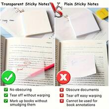 1 Pack 60 Sheets Transparent Sticky Notes (2.99x2.99 Inches), Clear Self-Adhesive Memo Pad For Book Annotation And Planner, School And Office Organization - one-size - View 7