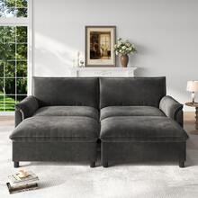 Modular Sofa Black Made Of Chenille For Living Room - Black 4 Seat - View 5