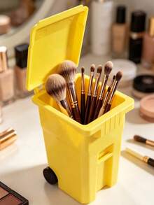 Trash Can Shaped Makeup Brush Storage,Fun Stationery Storage Box,Desktop Placement For Discarded Paper Strips And Notes,Office Workstation Corner Placement Decor,Suitable For Students,Office Workers,Teacher's Day,Birthday,Back To School Essential - Multicolor - View 6